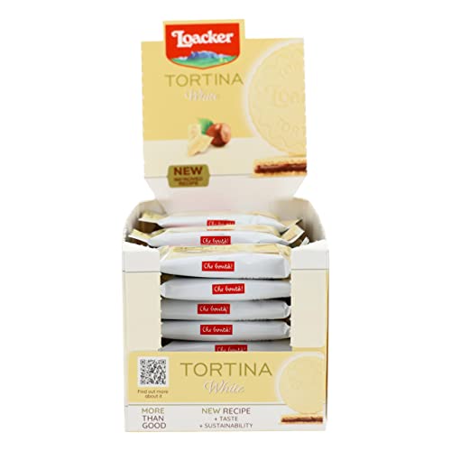 Loacker - Tortina White - Mit weißer Schokolade umhüllte Waffeln und einem zarten Kern köstlicher Haselnusscreme in der Großpackung - Essen und Snacks 24 Stk á 21 g von Loacker