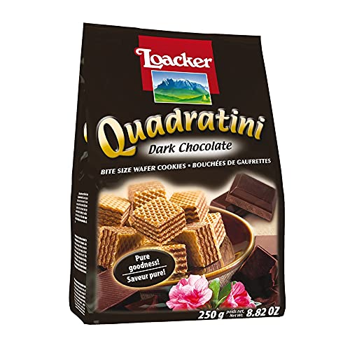 Loacker Quadratini Dark Chocolate 250g - Knusprige Waffelwürfel mit Zartbitterschokoladencreme von Loacker