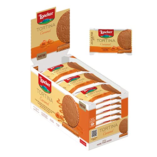 Loacker Tortina (Caramel) • Karamell-Creme zwischen knusprigen Waffeln • Runde Waffel Törtchen zum Kaffee • Waffelkekse (24 x 21g) von Loacker