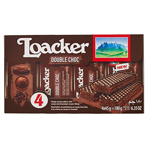 Loacker Wafer Double Choc cookies Waffeln mit Schokolade und Kakaocreme ( 4 x 45g ) 180g von Loacker