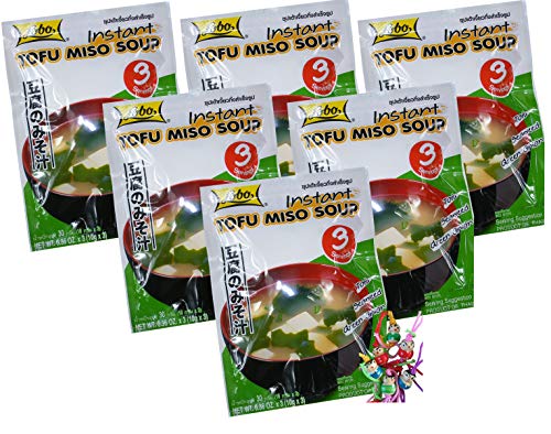 6er Pack LOBO Instant Tofu Miso Suppe [6x 30g] (18 Portionen) Miso Soup + ein kleiner Glücksanhänger gratis von LOBO