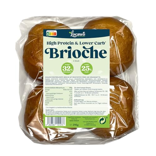 Locawo High Protein & Low Carb Brioche | Burger Bun | Milchbrötchen | Eiweißbrötchen | Voller Weizengeschmack | ideal für eine eiweißreiche, kalorien- und zuckerreduzierte Ernährung von Locawo