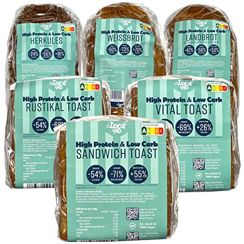 Locawo High Protein & Low Carb Brot Box | Eiweißbrot | Voller Weizengeschmack | Vegan | ideal für eine eiweißreiche, kalorien- und zuckerreduzierte Ernährung von Locawo
