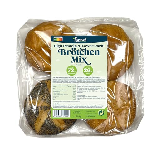Locawo High Protein & Low Carb Kaiserbrötchen | Brötchen Mix | Eiweißbrötchen | Voller Weizengeschmack | Vegan | ideal für eine eiweißreiche, kalorien- und zuckerreduzierte Ernährung von Locawo