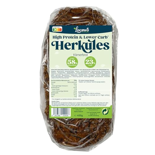 Locawo High Protein & Low Carb Körnerbrot | Eiweißbrot | Voller Weizengeschmack | Vegan | ideal für eine eiweißreiche, kalorien- und zuckerreduzierte Ernährung von Locawo