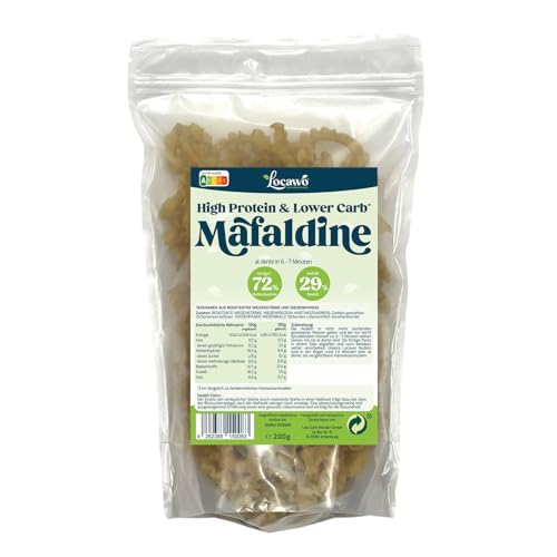 Locawo High Protein & Low Carb Nudeln Mafaldine | 76% weniger Kohlenhydrate | 12-fache Menge Ballaststoffe | Vegan von Locawo
