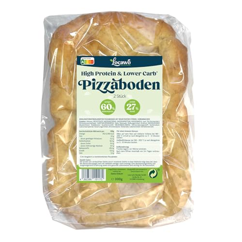 Locawo High Protein & Low Carb Pizza Boden 2 Stück | Pizza Basis | 71% weniger Kohlenhydrate | Doppelte Proteine | 89% weniger Fett | Voller Weizengeschmack | Vegan von Locawo