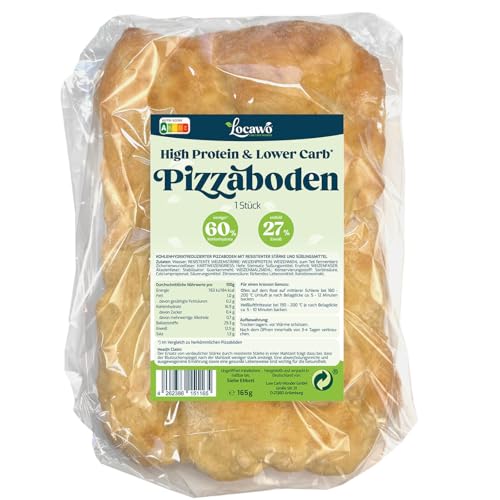 Locawo High Protein & Low Carb Pizza Boden | Pizza Basis | 71% weniger Kohlenhydrate | Doppelte Proteine | 89% weniger Fett | Voller Weizengeschmack | Vegan von Locawo