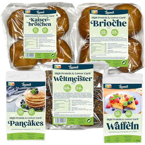 Locawo High Protein & Low Carb Box Sunday Morning Brötchen Box | Bis zu 70% weniger Kohlenhydrate | bis 12-fache Menge Ballaststoffe | Vegan von Locawo