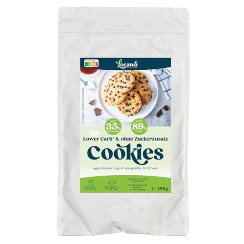 Locawo Low Carb Cookies Backmischung | 68% weniger Kohlenhydrate | 58% mehr Proteine | Voller Weizengeschmack | Vegan von Locawo