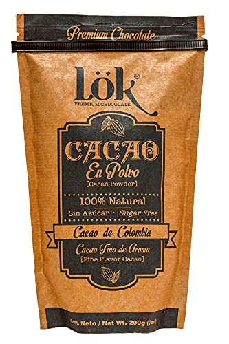 Lök Foods Kolumbianisch Single Origen 'Zuckerfrei' Natürliches Kakaopulver, 200g von Lök Foods