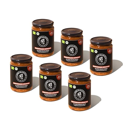 Löwenanteil - 100% Bio MEDITERRANES HÜHNCHEN - 6x 570g Glas - Proteinreiches Fertiggericht mit bestem Hühnchen - Ohne Zuckerzusatz & Glutenfrei von Löwenanteil