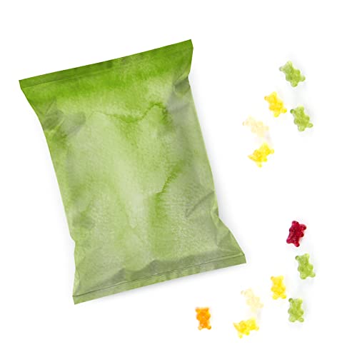Logbuch-Verlag 10 Give-Away Fruchtgummi Tütchen grün Mini Gastgeschenke zum Beschriften als Tischkarte 7 x 9 cm von Logbuch-Verlag