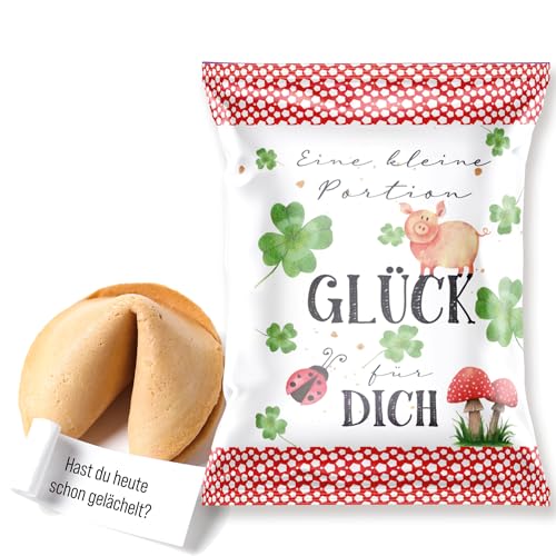 Logbuch-Verlag 10 Glückskekse Neujahr Eine Portion Glück als Give-Away Silvester Glücksbringer Schweinchen 2025 von Logbuch-Verlag