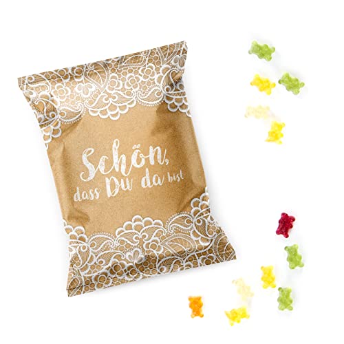 Logbuch-Verlag 10 kleine Gastgeschenke Süßigkeit Gummibärchen Kraftpapier Tischdeko für Hochzeit Geburtstag Taufe von Logbuch-Verlag