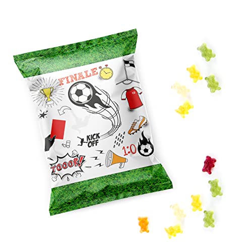 Logbuch-Verlag 100 Päckchen Gummibärchen mit Fußball Motiv mini Geschenke Party Fußballer Give-aways Gäste von Logbuch-Verlag