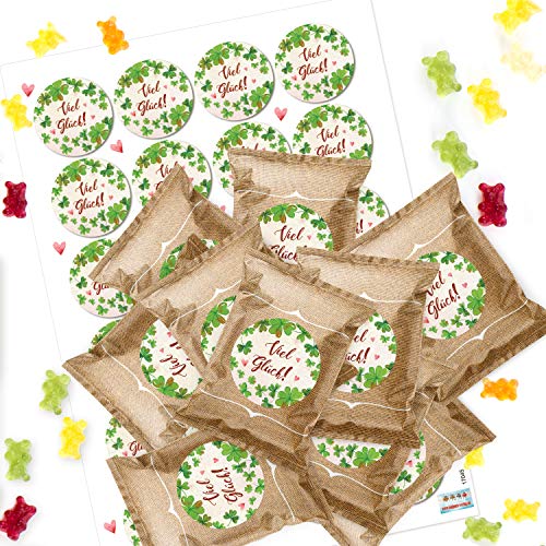 Logbuch-Verlag 24 Viel Glück Geschenke Gummibärchen Tütchen Glücksbringer für Gäste Silvester Party von Logbuch-Verlag
