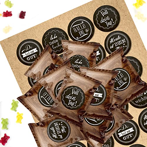 Logbuch-Verlag 24 kleine Mini Gummibärchen mit Sprüchen Positive Worte Geschenk Feste Gäste schwarz-weiß Süßigkeit von Logbuch-Verlag