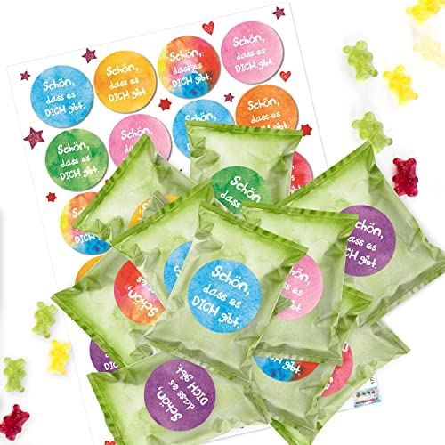 Logbuch-Verlag 24 kleine Schön dass es dich gibt Geschenke Gummibärchen Mini bunt für Kinder Freunde Gäste Give-Away von Logbuch-Verlag
