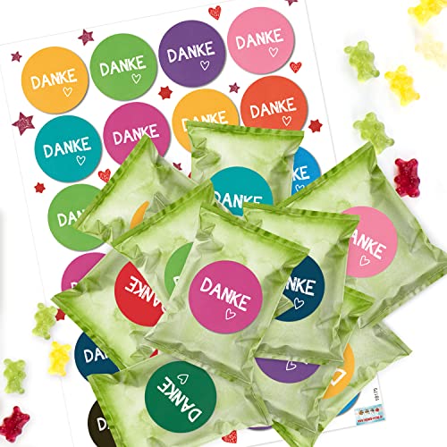 Logbuch-Verlag 24 Mini Dankesgeschenke Süßigkeit für Gäste & Kunden Danke Geschenke Gummibärchen bunt von Logbuch-Verlag