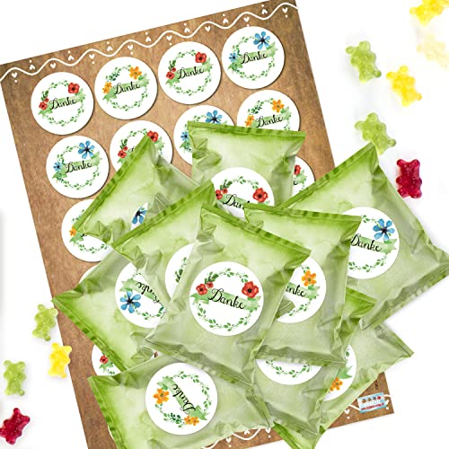 Logbuch-Verlag 24 mini Geschenke Gummibärchen Tütchen Danke Give-Away für Gäste & Kunden kleines Dankesgeschenk grün von Logbuch-Verlag