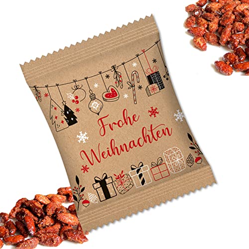 Logbuch-Verlag 25 x gebrannte Mandeln mini Snacktütchen - kleines Geschenk Kunden Mitarbeiter Frohe Weihnachten 7 x 8,5 cm von Logbuch-Verlag