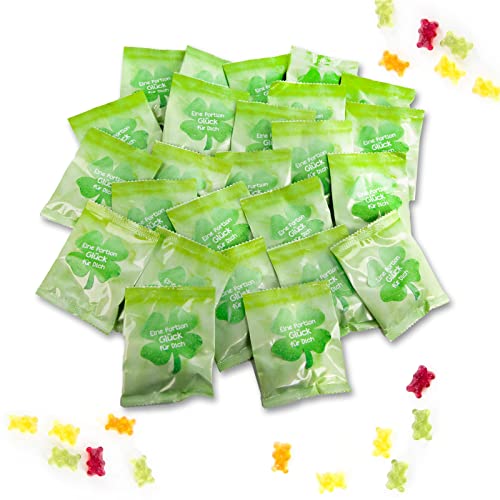 Logbuch-Verlag 50 kleine Fruchtgummi Tütchen Eine Portion Glück Silvester Glücksbringer kleines Geschenk Süßigkeit 7 x 9 cm von Logbuch-Verlag