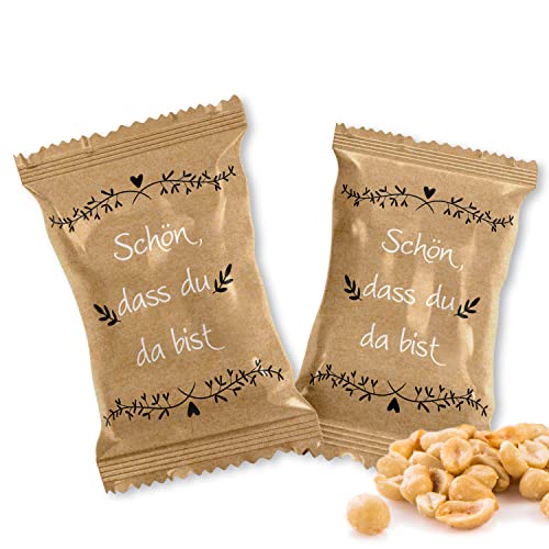 Logbuch-Verlag 10 kleine Süßigkeiten für Gäste Nüsse Erdnüsse 6 x 10 cm Tütchen Geschenk für alle Feste als Tischdeko natur schwarz weiß gold von Logbuch-Verlag