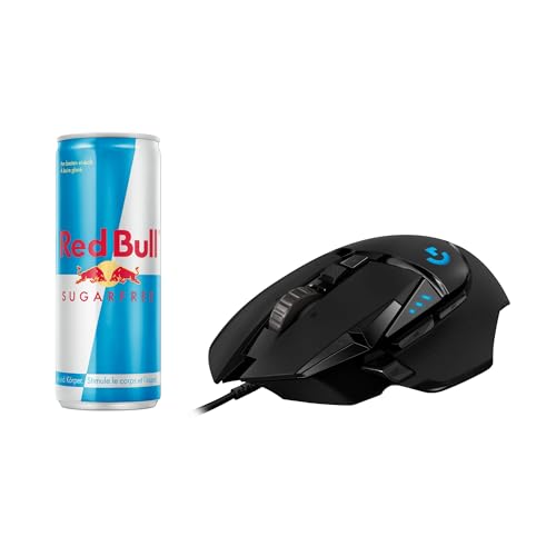 Logitech G502 HERO High-Performance Gaming-Maus + Red Bull Energy Drink Sugarfree - 24er Palette Dosen - Getränke ohne Zucker und kalorienarm - Schwarz von Logitech G
