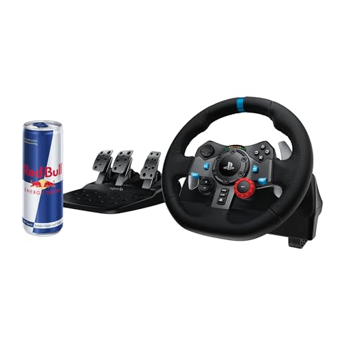 Logitech G29 Driving Force Racing Wheel und Bodenpedale + Red Bull Energy Drink - 24er Palette Dosen Getränke - Schwarz von Logitech G