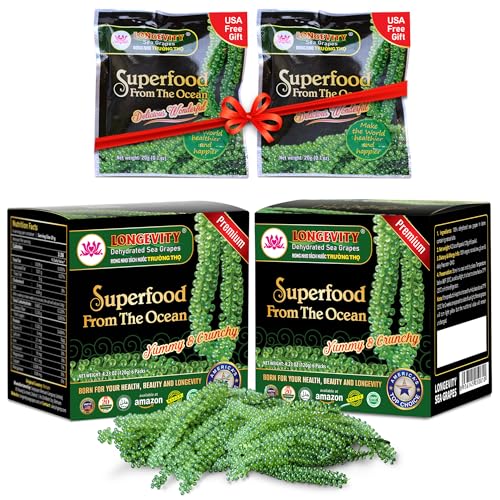 Longevity Meerestraube | Sea Grapes | Umibudo Grape Seaweed 12 x 20G | Rohkost | veganer Kaviar | für knackige Salate von LONGEVITY SEA GRAPES