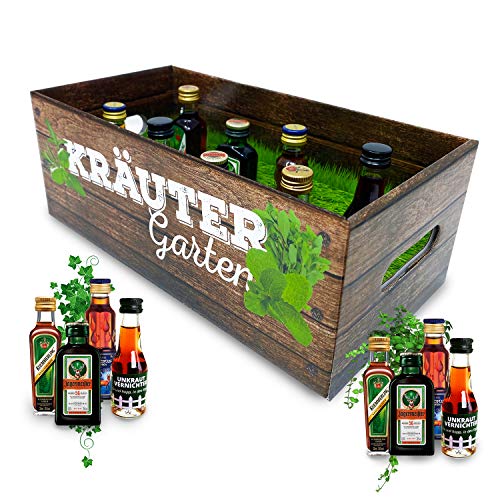 Longfair Männer-Kräutergarten | witziges Geschenk mit Alkohol | 8x Kräuter-Likör für Männer und Frauen | Jägermeister, Kümmerling u.v.m. von Longfair