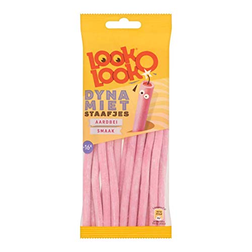 Erdbeerpulver Süßigkeiten | Look-O-Look | Dynamitriegel Erdbeere | Gesamtgewicht 110 Gramm von Look-o-Look