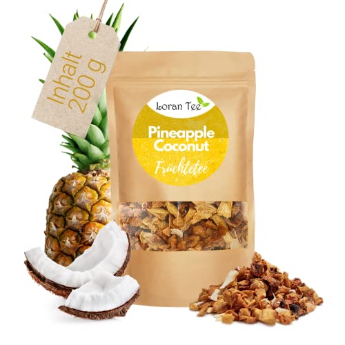 LORAN - Früchtetee Ananas und Kokos "Pineapple Coconut" 150g, lose in Zippbeutel, Apfelstücke, geröstete Kokoschips, Kokosraspeln, natürliches Aroma, Ananasflocken von Loran Tee