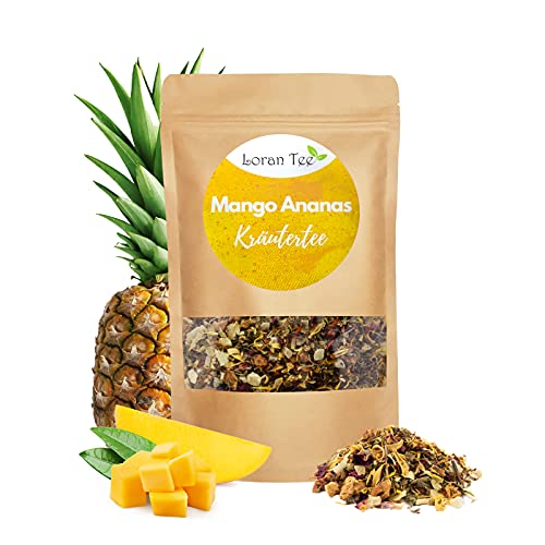Loran Tee Ananas Mango Kräutertee 150g, Standbodenbeutel mit losem Tee, Tee mit Kräutern und fruchtigen Aroma, vegan von Loran Tee