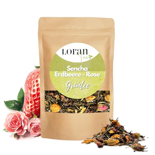 Loran Tee - Grüntee, lose 80g, Grüntee, Premium Qualitat, Abnehmen und Gewichtsverlust Tee, loser Tee, gesund (Grüntee Sencha Erdbeere-Rose) Loran Tee - Grüntee, lose 80g, Grüntee, Premium Qualitat, Abnehmen und Gewichtsverlust Tee, loser Tee, gesund (Grüntee Sencha Erdbeere-Rose) von Loran Tee