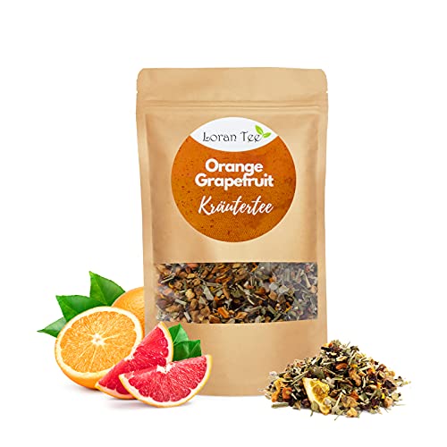 Loran Tee Orange Grapefruit Kräutertee 150g, Standbodenbeutel mit losem Tee, Tee mit Kräutern Aroma, vegan von Loran Tee