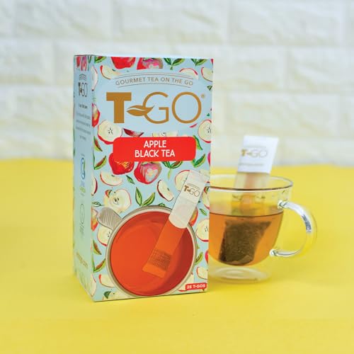 Loran Tee T-GO Apfel Tee Schwarzer Tee, Teebeutel 25 Stück mit Stäbchen zum Umrühren, Apfeltee für unterwegs von Loran Tee