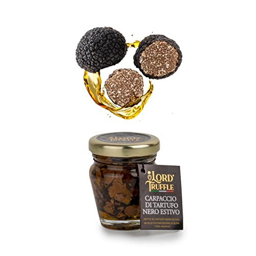 Italienisches Sommer-Carpaccio mit schwarzen Trüffeln 45 g, kostbaren frischen schwarzen Trüffeln der Saison erster Wahl, 100 % italienische Qualität von Lord Truffle