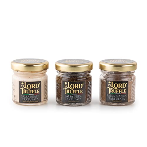 Lord Truffle |Trio von Trüffelsaucen, 3 Packungen 30 g, 1 weiße Trüffelsauce 30 g, 1 frische sommerliche schwarze Trüffelsauce 30 g und 1 Bianchetto-Trüffelsauce 30 g, 100% italienische Qualität Lord Truffle |Trio von Trüffelsaucen, 3 Packungen 30 g, 1 weiße Trüffelsauce 30 g, 1 frische sommerliche schwarze Trüffelsauce 30 g und 1 Bianchetto-Trüffelsauce 30 g, 100% italienische Qualität von Lord Truffle