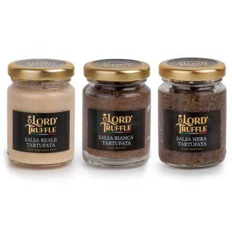 Lord Truffle |Trio von Trüffelsaucen, 3 Packungen 80 g, 1 weiße Trüffelsauce 80 g, 1 frische sommerliche schwarze Trüffelsauce 80 g und 1 Bianchetto-Trüffelsauce 80 g, 100% italienische Qualität Lord Truffle |Trio von Trüffelsaucen, 3 Packungen 80 g, 1 weiße Trüffelsauce 80 g, 1 frische sommerliche schwarze Trüffelsauce 80 g und 1 Bianchetto-Trüffelsauce 80 g, 100% italienische Qualität von Lord Truffle