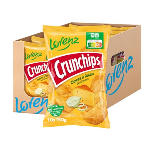 Lorenz Snack World Crunchips Cheese & Onion, 10er Pack (10 x 150 g) von Lorenz Snack World