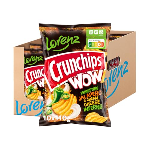 Lorenz Snack World Crunchips WOW Jalapeño & Cream Cheese, 10er Pack (10 x 110 g) von Lorenz Snack World