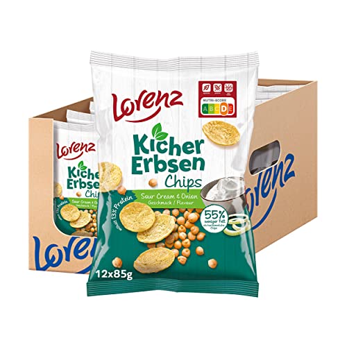 Lorenz Snack World Kichererbsenchips Sour Cream & Onion, 12er Pack (12 x 85 g) von Lorenz Snack World