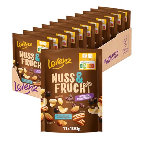 Lorenz Snack World Nuss & Frucht mit Schoko-Espressobohnen, 11er Pack (11 x 100 g) von Lorenz Snack World