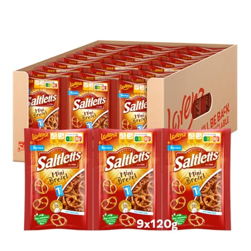 Lorenz Snack World Saltletts Mini Brezel, 9er Pack (9 x 120 g) von Lorenz Snack World