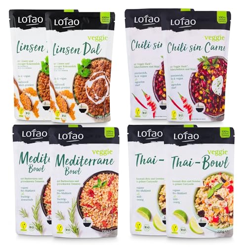 LOTAO Vegane Fertiggerichte - Bowl Box: 8 BIO-Gerichte ohne Zusätze und Soja | Schnell und praktisch: Fertigessen für Mikrowelle und Pfanne | Vegane Lebensmittel in Geschenkbox LOTAO Vegane Fertiggerichte - Bowl Box: 8 BIO-Gerichte ohne Zusätze und Soja | Schnell und praktisch: Fertigessen für Mikrowelle und Pfanne | Vegane Lebensmittel in Geschenkbox von Lotao