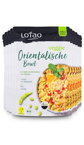 LOTAO Veggie Orientalische Bowl 10x220g Vegane Fertiggerichte Paket | BIO-Gericht ohne Zusätze + Soja | Schnell + praktisch: Fertigessen für Mikrowelle + Pfanne | Vegane Lebensmittel für jeden Tag von Lotao