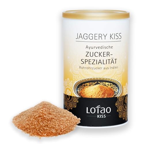 Lotao Jaggery Kiss, Bio Rohrohrzucker in ayurvedischer Handarbeit gefertigt (250g) - natürliches Süßungsmittel aus Zuckerrohr, löslich - Brauner Zucker für Cocktails Getränke, Backen, Kochen von Lotao