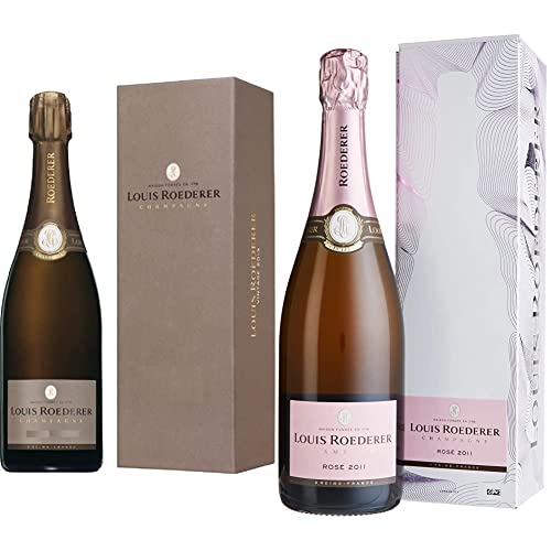 Louis Roederer Champagne Brut Vintage Deluxe Geschenkpackung Champagner, 750ml & Louis Roederer Champagne Brut Rosé in Champagner Grafik-Geschenkpackung (1 x 0.75 l) von Louis Roederer